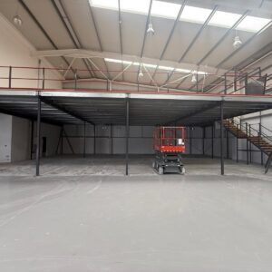 244sqm Used Mezzanine Floor with Staircase, Pallet Gate & Handrail